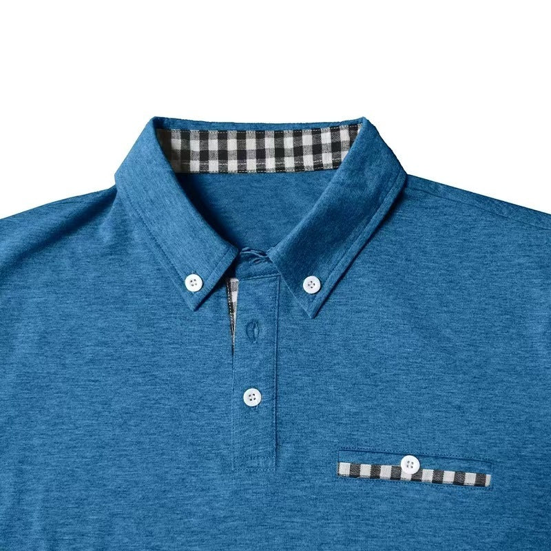 European And American Style Men's Clothing Plaid Short-sleeved Top