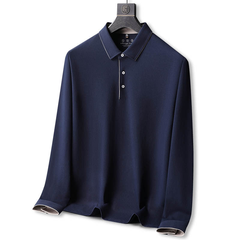 Men's Plus Size Loose Casual Cotton Long-sleeved Polo Shirt