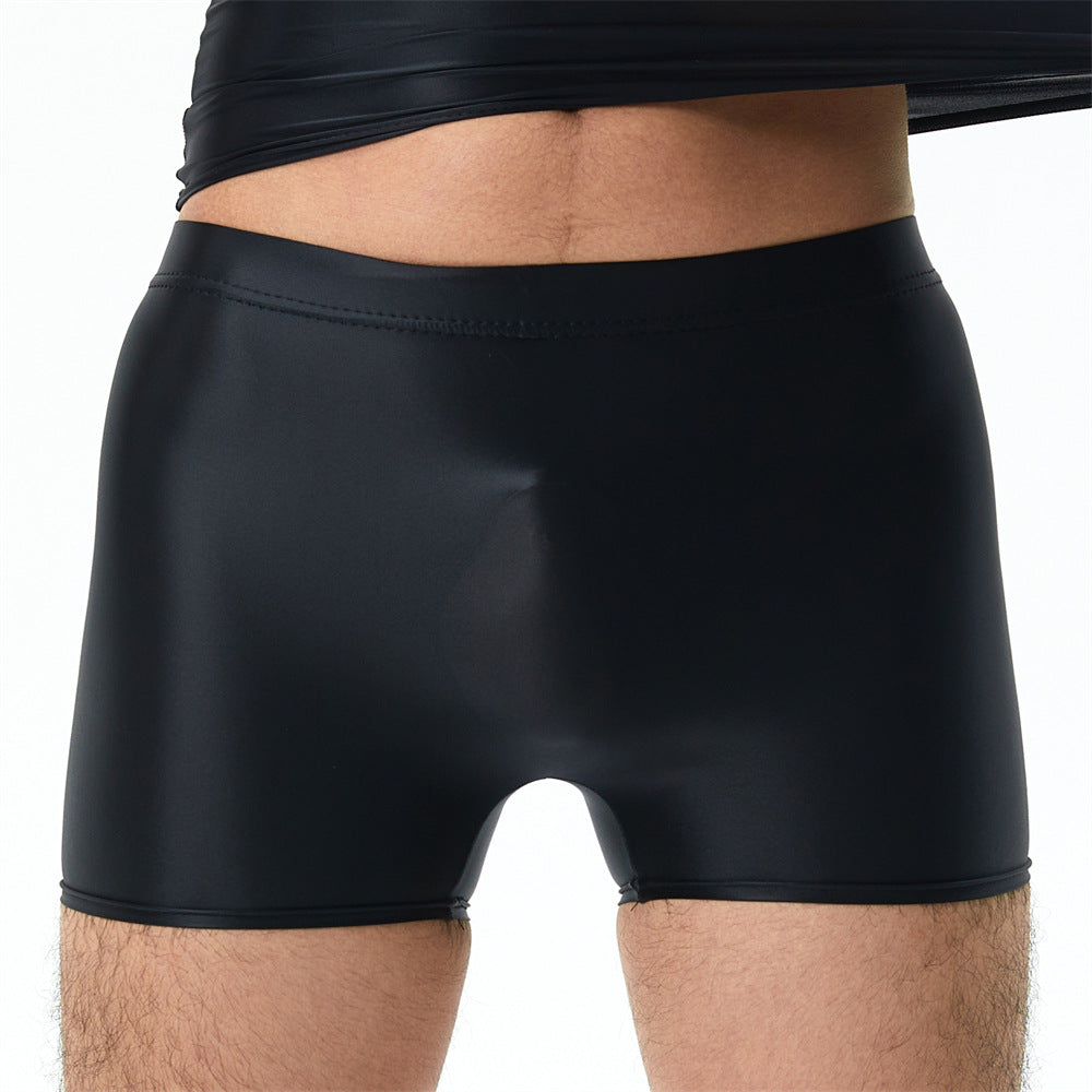 Plus Size High Elastic Shiny Silky Boxers Men