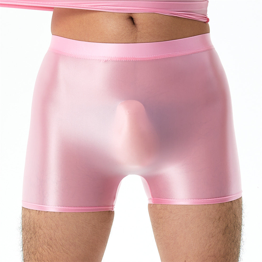 Plus Size High Elastic Shiny Silky Boxers Men