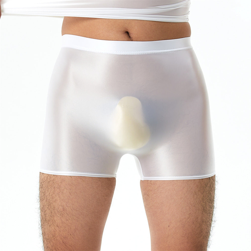 Plus Size High Elastic Shiny Silky Boxers Men