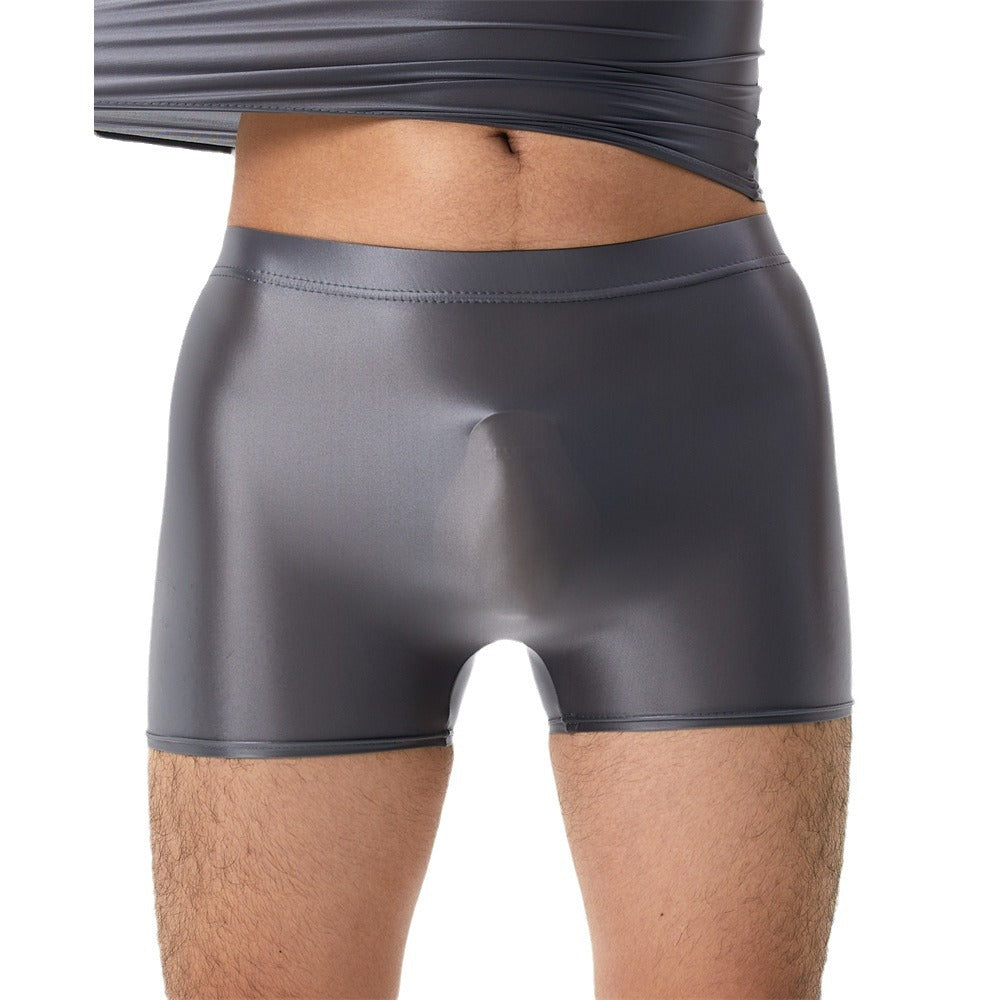 Plus Size High Elastic Shiny Silky Boxers Men