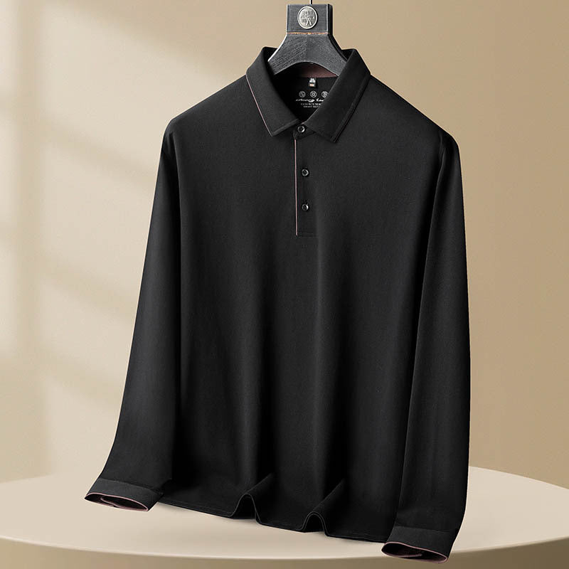 Men's Plus Size Loose Casual Cotton Long-sleeved Polo Shirt