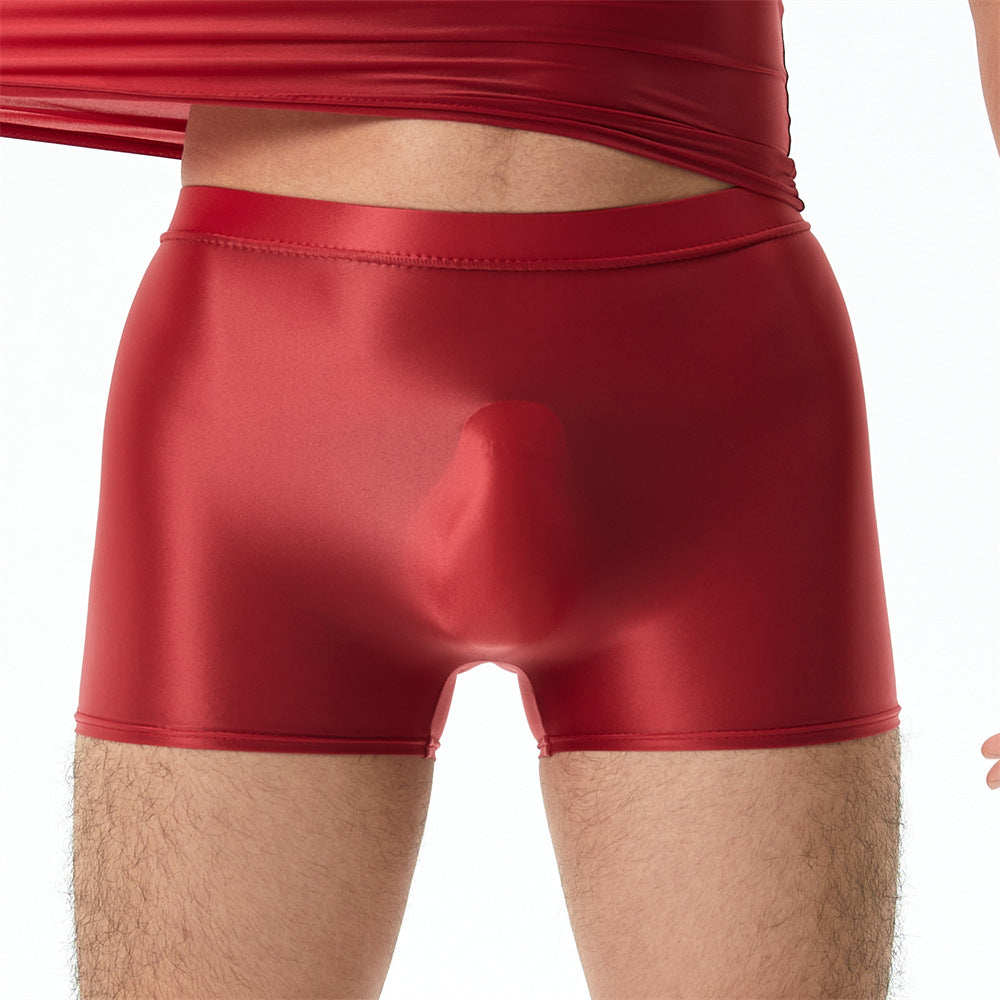 Plus Size High Elastic Shiny Silky Boxers Men
