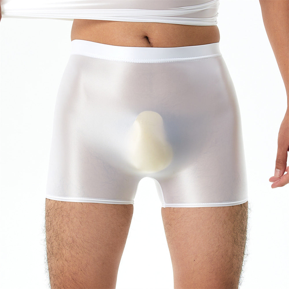 Plus Size High Elastic Shiny Silky Boxers Men
