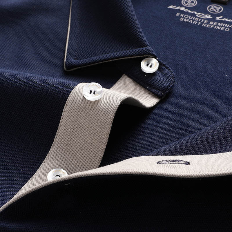 Men's Plus Size Loose Casual Cotton Long-sleeved Polo Shirt