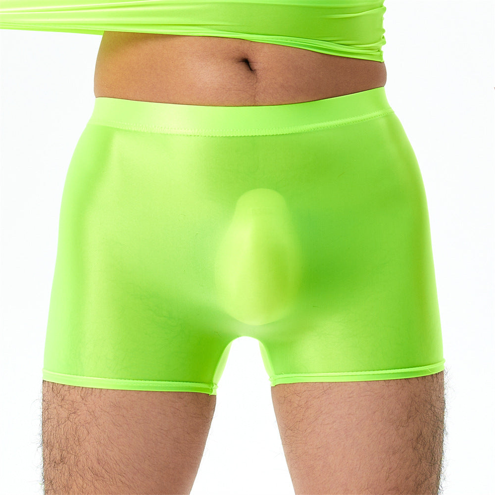 Plus Size High Elastic Shiny Silky Boxers Men