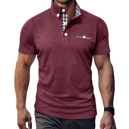 European And American Style Men's Clothing Plaid Short-sleeved Top