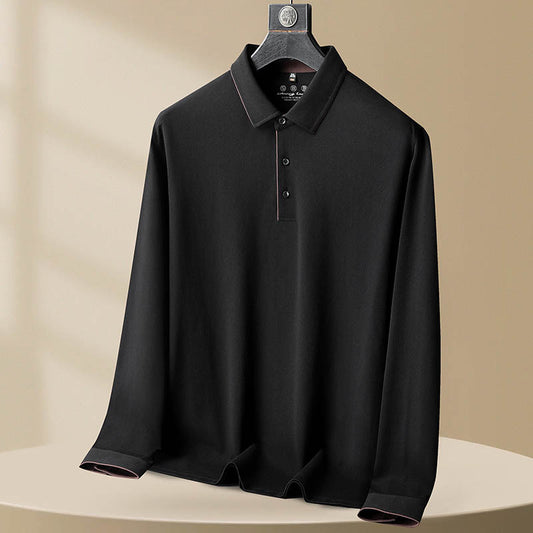 Men's Plus Size Loose Casual Cotton Long-sleeved Polo Shirt