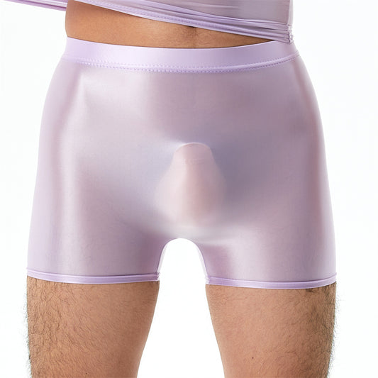 Plus Size High Elastic Shiny Silky Boxers Men